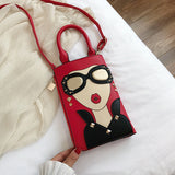 Bjlxn - Funny Lady Face Handbag Top Handle Satchel Purse Crossbody Bag