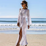 Bjlxn New Knitted Beach Cover Up Women Bikini Swimsuit Cover Up Hollow Out Beach Dress Tassel Tunics Bathing Suits Cover-Ups Beachwear