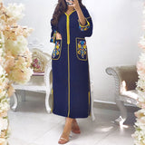 Turkish Dress Elegant Maxi Dresses Muslim African A Line Women Robe Plain Casual Femme Vestiods Office Retro Long Dress 2022 - Bjlxn