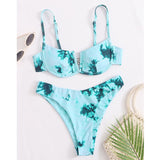 Sexy Female Swimsuit Two Piece Set Swimwear Dot Printed Push Up Bandage Bikini Set Women Underwire Beach Wear V-neck Biquini