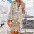 Summer V Neck Tassel Beach Dress Spring Vintage Floral Print 3/4 Sleeve Party Dress Women Casual Loose A-Line Dress Vestido