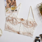 Backless Lace Camisole Women Backless Crop Top Ladies Summer Vintage Underwire Sexy Vest Top