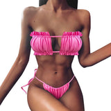 Women High Waist Bikini Sexy Swimsuit Swimwear Female Bandeau Thong Brazilian Biquini Bikini Set Bathing Suit Bather