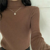 Bjlxn White Half High Neck Sweater Women's Autumn Winter Long Sleeved Top Foreign Style Bottomed Sweater Rac