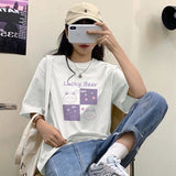 Women T-shirt Round Collar Summer Cartoon New Half Loose Sleeve  Print Casual Simple Wild T-Shirt