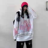 Streetwear Harajuku Funny Printed Tops Autumn Girls White Fashion Japan Kpop Women Casual High Street Special Spring Sweatshirts - Bjlxn