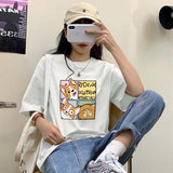 Women T-shirt Round Collar Summer Cartoon New Half Loose Sleeve  Print Casual Simple Wild T-Shirt