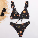 Sunflower Printed Bikini Set Sexy  Swimwear Women Mujer Push Up Padded Biquini Bathers Bandage Bathing Suit Swimsuit Bikini