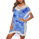 Sexy Women Loose Beach Dress Tunic Solid Bikini Cover UP Swimsuit Beachwear Swimwear Hollow Out Beach Dress Robe De Plage