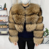 Natural Winter Real Raccoon Coat Plus Size Clothes Women Big Fluffy Real Fur Coats  New Style Jacket