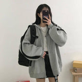 plus size Hoodies Women Harajuku streetwear kawaii oversized zip up sweatshirt clothing korean style long sleeve tops - Bjlxn