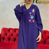 Women Muslim Long Dress 2022  Summer Printed Elegant Dubai Abaya Islam Femme Vestiods Fashion Vintage Robe Purple Maxi Dresses - Bjlxn