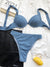 Sexy Ribbed Underwired Bikini Women Solid V-bra Push Up Padded Two-pieces Bikini Set High Cut Bathing Suit Thong Swimsuit