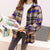 JuneLove Female Spring Street Blouse Shirts Vintage Oversized Plaid Flannel Boyfriend Tunic Shirt for Women Casual Korean Tops - Bjlxn