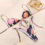 Miyouj Halter Bikinis Micro Thong Swimsuit New 2 Piece Swimwear High Cut Bikini Set Print Bandage Beachwear