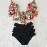 High Waist Bikini Ruffle Swimwear Women Print Sexy Swimsuit Push Up Bikinis Plus Size Bathing Suits Floral Beach Wear