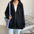 Harajuku Korean version loose thin long-sleeved hooded sun protection coat solid color retro shirt student girl top - Bjlxn