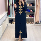 Women Muslim Long Dress 2022  Summer Printed Elegant Dubai Abaya Islam Femme Vestiods Fashion Vintage Robe Purple Maxi Dresses - Bjlxn