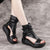 Women Summer Sandals Mid Heels Wedges Shoes Ladies Vintage PU Leather Plus Size Sandalias Mujer Sapato Feminino 2023