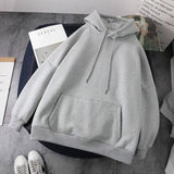 Bjlxn Jacket women solid color hoodies autumn winter imitation lamb wool korean loose plus velvet thick zipper sweatshirt tops - Bjlxn