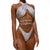Cossbody Bandage Two Piece Swuit Women Swimwear Sequins Halter Thong Bikini Set Padded Swimsuit Women Bathing Suit