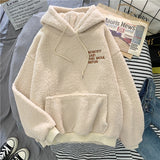 New Autumn Winter Thick Warm Coat Velvet Cashmere Women Hoody Sweatshirt Solid Blue Pullover Casual Tops Lady Loose Long Sleeve - Bjlxn