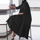 Elegant Party Long Maxi Dress 2023 Women Offce Lady Sundress Lapel Neck Long Sleeve Shirt Dress Casual  Vestido Robe Femme