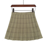 PEONFLY Sweet Women Pleated Skirt Fashion Plaid A-Line Mini High Waist Chic Skirt Kawaii Summer Casual Ladies Plaid Skirt - Bjlxn