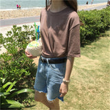 95% Cotton Candy Colors T Shirt Summer Women Loose Solid Tee Shirt Female Short Sleeve Tops Tees Causal O-Neck Basic T-shirt