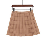 PEONFLY Sweet Women Pleated Skirt Fashion Plaid A-Line Mini High Waist Chic Skirt Kawaii Summer Casual Ladies Plaid Skirt - Bjlxn