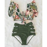 High Waist Bikini Ruffle Swimwear Women Print Sexy Swimsuit Push Up Bikinis Plus Size Bathing Suits Floral Beach Wear