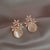 Exquisite Flower Zircon Stud Earrings For Women Leaves Geometric Rhinestone Earring Girl Party Birthday Christmas Jewelry Gifts