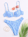 Sexy Female Swimsuit Two Piece Set Swimwear Dot Printed Push Up Bandage Bikini Set Women Underwire Beach Wear V-neck Biquini