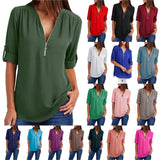 Big Size 4XL 5xl Women chiffon Tshirt V-neck Zipper irregular Loose Casual T shirts Spring Summer Plus size Sexy Tops Tee shirts