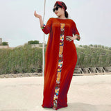 3 Pieces Set Boho Loose Solid Three Quarter Sleeve Long Maxi African Dresses For Women Kaftan Dubai Abaya Hijab Muslim Dress