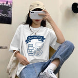 Women T-shirt Round Collar Summer Cartoon New Half Loose Sleeve  Print Casual Simple Wild T-Shirt