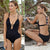 Sexy One Piece Swimsuit Backless Halter Beach Swimwear Crochet Bikini Bathing Suit Black Swimming Suit For Women
