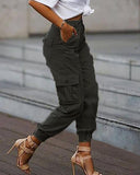 High Waist Cargo Pants With Pocket