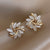 Exquisite Flower Zircon Stud Earrings For Women Leaves Geometric Rhinestone Earring Girl Party Birthday Christmas Jewelry Gifts