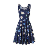 Plus size women sleeveless o-neck print dress casual sweet vintage floral A-line party dress summer beach dress vestidos