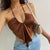 HEYounGIRL Sexy Strappy Brown Y2K Halter Crop Top Women Summer Backless Cami Tops Tees Ladies Fashion Fitness Camisole Party