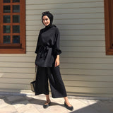 Eid Mubarek Two-pieces Muslim Sets Abaya Turkey Hijab Dress Caftan Kaftans Islam Clothing Abayas For Women Musulman Ensembles