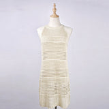 Sexy Beach Wear Cover Up Sleeveless Hollow Dress Crochet Knitted Woman Swimwear Bikini Cover Up Hand Made Beach Dresses