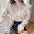 Bjlxn Autumn Long Sleeve Ruffles Tops Korean Sweet Hollow Out Blouse Elegant Women Shirt Lace Blouse Stand Collar Loose Clothes 16814