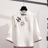 Chinese Style Hooded Stitching Vestido Cheongsam Embroidery Sweatshirt Dress Spring Autumn Women Buckle Thick Harajuku Dresses - Bjlxn