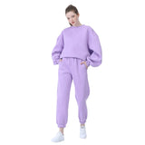 Bjlxn New Winter Women's Tracksuit Hoodies Pants Suit Oversized Casual Fleece Two Piece Set Sports Sweatshirts Pullover Outfits