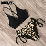 Bikini Swimsuit Push Up Swimwear Women Bikini Set Leopard Lace Up Backless Female Sexy Biquini High Waist Bikini