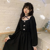 Alice In Wondeland Cute Women Lolita OP Dress Flouncing Lace Trim Japanese Harajuku Long Sleeves Doll Teen Dress Fairy Vestidos - Bjlxn