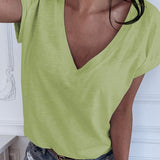 Women's Patchwork Cold Shoulder T-shirt 5XL Plus Size Tops V-Neck Half Sleeve Female Tee Shirt Summer Casual T Shirt For Women