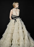 Retro Fluffy Tulle Skirts Bal Gown Shape Long Women Maxi Tulle Skirt Custom Made Tiered Prom Evening Dressing Skirt